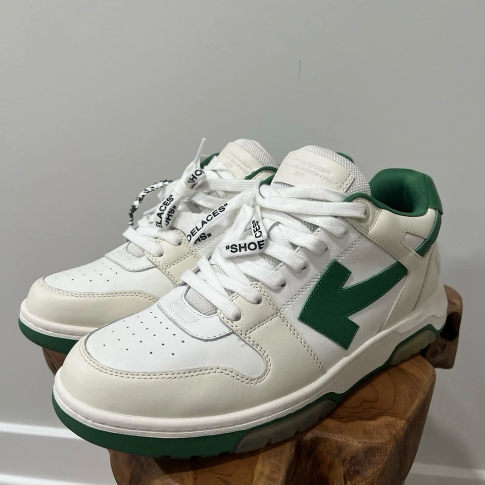 Off-White Out of Office Low 'White Green Sneakers Size 44 US 11